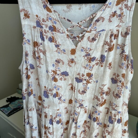 Rewind Fall Floral Feminine Sleeveless Boho Dress - Picture 3 of 6
